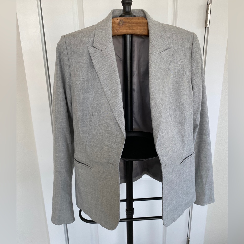 Zara Open Front Light Grey Basic Blazer With Pear… - image 1
